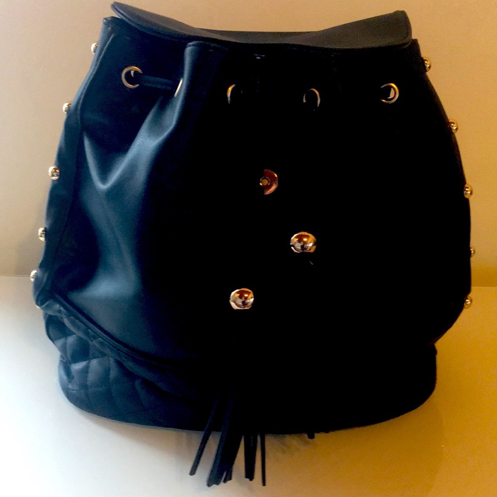 Gorgeous  Large Black Faux Leather Back Packed